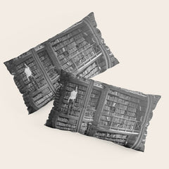 A book lovers dream - Cast-iron Book Alcoves Cincinnati Library black and white photography Pillow Sham