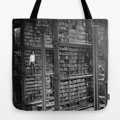 A book lovers dream - Cast-iron Book Alcoves Cincinnati Library black and white photography Tote Bag