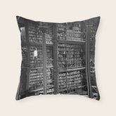 A book lovers dream - Cast-iron Book Alcoves Cincinnati Library black and white photography Throw Pillow