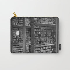 A book lovers dream - Cast-iron Book Alcoves Cincinnati Library black and white photography Carry All Pouch