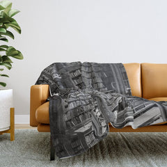 A book lovers dream - Cast-iron Book Alcoves Cincinnati Library black and white photography Throw Blanket
