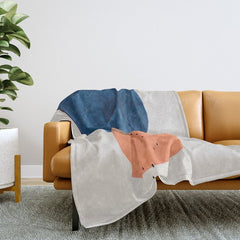 Twins' Minimalist Modern Mid Century Colorful Navy Blue Tan Shapes by Ejaaz Haniff Throw Blanket