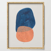 Twins' Minimalist Modern Mid Century Colorful Navy Blue Tan Shapes by Ejaaz Haniff Serving Tray