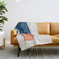 Twins' Minimalist Modern Mid Century Colorful Navy Blue Tan Shapes by Ejaaz Haniff Throw Blanket