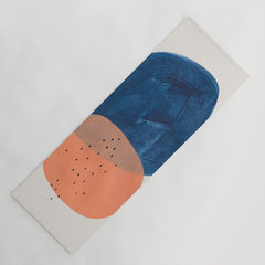 Twins' Minimalist Modern Mid Century Colorful Navy Blue Tan Shapes by Ejaaz Haniff Yoga Mat