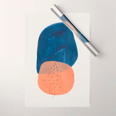 Twins' Minimalist Modern Mid Century Colorful Navy Blue Tan Shapes by Ejaaz Haniff Wrapping Paper