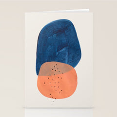 Twins' Minimalist Modern Mid Century Colorful Navy Blue Tan Shapes by Ejaaz Haniff Stationery Card