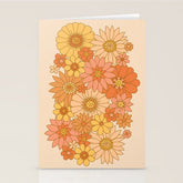 70s Retro Daisy Floral Stationery Card