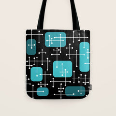 1950s Eames Era Art Crosshairs Black Teal Blue Tote Bag