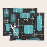 1950s Eames Era Art Crosshairs Black Teal Blue Placemat