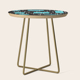 1950s Eames Era Art Crosshairs Black Teal Blue Side Table