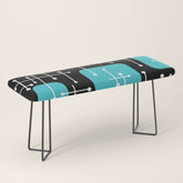 1950s Eames Era Art Crosshairs Black Teal Blue Bench