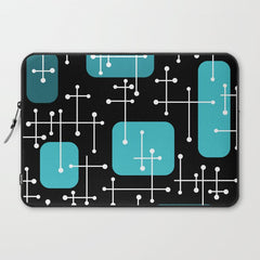 1950s Eames Era Art Crosshairs Black Teal Blue Laptop Sleeve