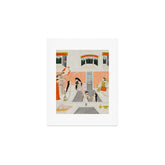 A lady at her toilette listens to music by the side of a palace water casca Indian Miniature Painting Art Print