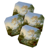 A Landscape with Distant Classical Ruins, a Bridge, Figures, and Cattle Coaster