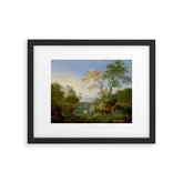 A Landscape with Distant Classical Ruins, a Bridge, Figures, and Cattle Framed Art Print