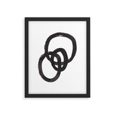 And I Op' Minimalist Ink Line Drawing Abstract Black Brush Strokes Modern Funky Maze by Ejaaz Haniff Framed Art Print