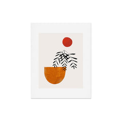 Autumn Vine' Minimal Mid Century Abstract Shapes With Floral Plant Motif Boho Vintage Paper Collage Line Drawing Art Print