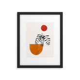 Autumn Vine' Minimal Mid Century Abstract Shapes With Floral Plant Motif Boho Vintage Paper Collage Line Drawing Framed Art Print