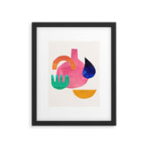Desert Treasures' Minimalist Mid Century Paper Collage Colorful Shapes Retro Style Neon Colors by Ejaaz haniff Framed Art Print