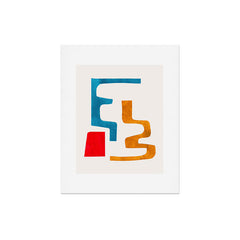 Falling Down' Paper Collage Fun Colorful Shapes Mid Century Minimal Abstract Art by Ejaaz Haniff Art Print