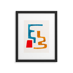 Falling Down' Paper Collage Fun Colorful Shapes Mid Century Minimal Abstract Art by Ejaaz Haniff Framed Art Print