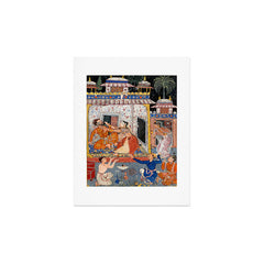 -India, Mughal, Reign of Akbar, 16th century - Page from Tales of a Parrot (Tuti-nama)- Eighth night- The deceitful wife a - 1962 Art Print