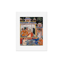 -India, Mughal, Reign of Akbar, 16th century - Page from Tales of a Parrot (Tuti-nama)- Eighth night- The deceitful wife a - 1962 Art Print