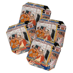 -India, Mughal, Reign of Akbar, 16th century - Page from Tales of a Parrot (Tuti-nama)- Eighth night- The deceitful wife a - 1962 Coaster