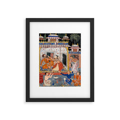 -India, Mughal, Reign of Akbar, 16th century - Page from Tales of a Parrot (Tuti-nama)- Eighth night- The deceitful wife a - 1962 Framed Art Print