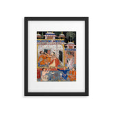 -India, Mughal, Reign of Akbar, 16th century - Page from Tales of a Parrot (Tuti-nama)- Eighth night- The deceitful wife a - 1962 Framed Art Print