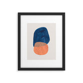 Twins' Minimalist Modern Mid Century Colorful Navy Blue Tan Shapes by Ejaaz Haniff Framed Art Print