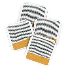 (White Background) Mid Century Modern Minimalist Rothko Inspired Color Field With Lines Geometric Style Coaster