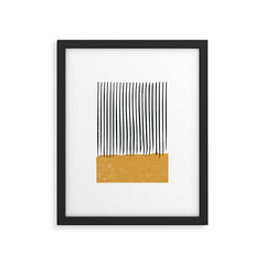 (White Background) Mid Century Modern Minimalist Rothko Inspired Color Field With Lines Geometric Style Framed Art Print