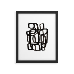 Writing On The Wall' Mid Century Modern Fun Abstract Shapes Framed Art Print