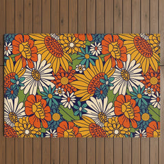 70s Retro Floral - Bold Outdoor Rug
