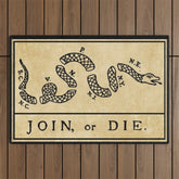 1776 "Join, or Die" Revolutionary War flag with 13 colonies, snake & no colors by Benjamin Franklin Outdoor Rug