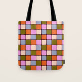 1970s Disco Dancefloor Checkerboard Pattern Tote Bag