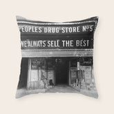 1923 People's Drug Store Prohibition Washington DC Georgetown vintage black and white photograph Throw Pillow