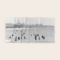 1895 Narragansett Pier and Beach, Narragansett, Rhode Island Bath Towel