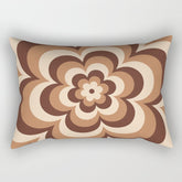 70s Retro Flower Power in Coffee Brown Rectangular Pillow
