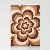 70s Retro Flower Power in Coffee Brown Stationery Card