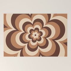70s Retro Flower Power in Coffee Brown Welcome Mat