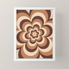 70s Retro Flower Power in Coffee Brown Mini Art Print