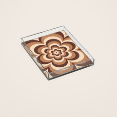 70s Retro Flower Power in Coffee Brown Acrylic Tray