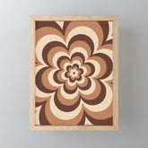70s Retro Flower Power in Coffee Brown Mini Art Print