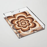 70s Retro Flower Power in Coffee Brown Acrylic Tray