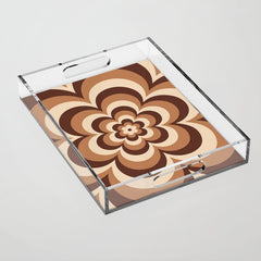 70s Retro Flower Power in Coffee Brown Acrylic Tray
