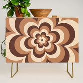 70s Retro Flower Power in Coffee Brown Credenza