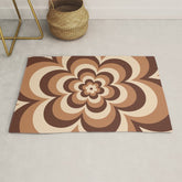 70s Retro Flower Power in Coffee Brown Rug